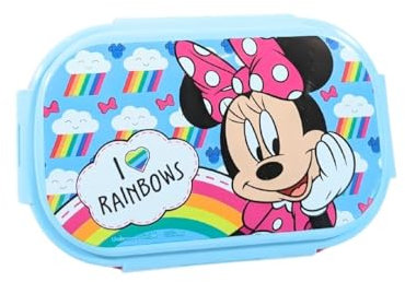 My sweety pop - Lunchbox Mädchen Lunchbox - Kinder - Wiege - Kindergarten - Urlaub - Essen - 21 cm - Besteck - Cuitochette - Geschenkidee - BPA Frei - Minnie Mouse - Pink/Blau