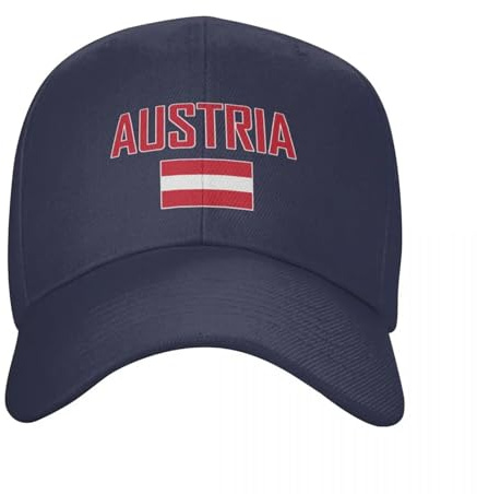 GONMFKM Persönlichkeit Sommer-/Strandhut – Baseballkappe Mit Österreichischer Nationalflagge, Unisex-Sportkappe Im Vintage-Stil, Niedriges Profil, Leichte, Atmungsaktive Outdoor-Kappe, Schlichte, Ve