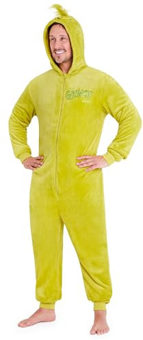 The Grinch Pigiama Intero Uomo con Cappuccio, Soffice Tuta Intera - Regalo Uomo (Verde, S)