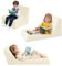 MeMoreCool Kindersofa Ausziehbares Schlafsessel, Sitzsack für Kinderzimmer, Lounge Stuhl Faltbarer Boden Lounger, 3-in-1 Klappstuhl für Kinder, Liegestuhl für Kleinkinder 1-3 Jahre, Beige