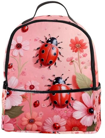 Piccolo zaino borsa, mini zaino per donne e ragazze, rosa coccinelle fiore zaino casual da viaggio, Multicolore 1., Taglia unica