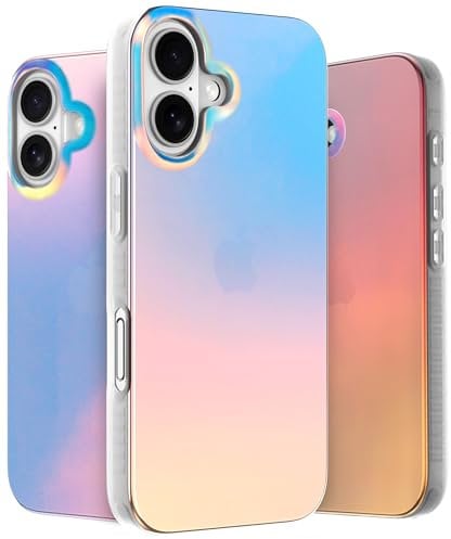LONLI Hue - for iPhone 16 Case - Holographic Iridescent Phone Case - Cute, Unique and Aesthetic Phone Cover - [360° Shock-Absorbent Bumper] - [4 Airbag Cushioned Corners]