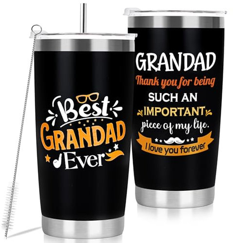 Gifts for Grandpa, Father's Day Gifts Insulated Wine Tumbler from Grandchildren, Presents for Grandpa on Christmas Father's Day Birthday Thanksgiving, Insulated Coffee Cup & Wine Tumbler 600ml