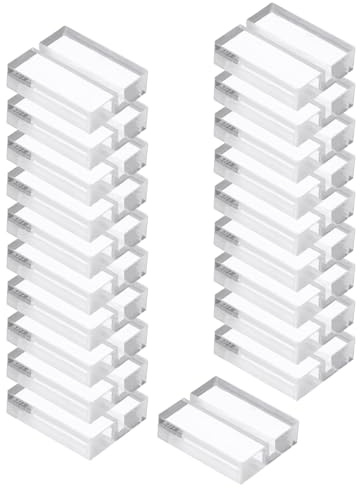 PATIKIL Porte-Cartes, 20pcs 1,2 Pouce Acrylique pour Table, Porte-Panneau pour Table, Porte-Numéros pour Nom, Support pour Carte pour Photo, Affichage Menu, Ornementations, Transparent