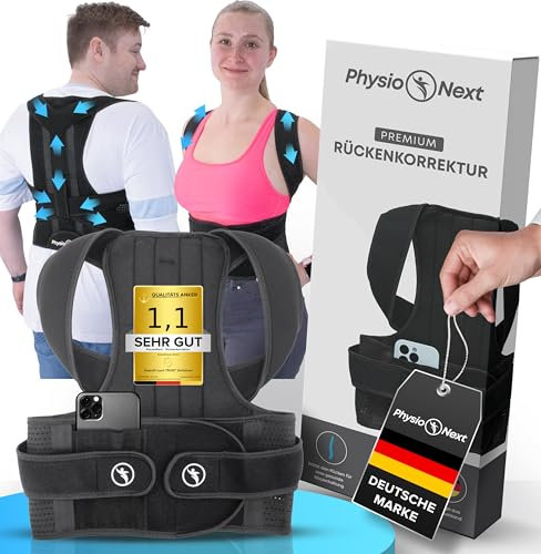 PhysioNext Rückenkorrektor Rückenstützgürtel Damen & Herren – Rücken Geradehalter, atmungsaktiv & verstellbar für Alltag & Büro (XXL)