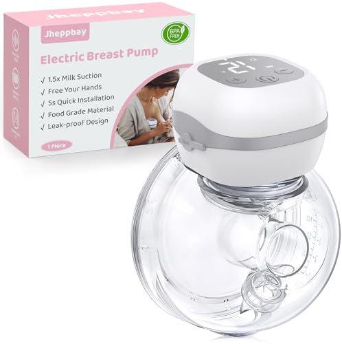 Jheppbay Electric Breast Pump Handsfree, Wearable Breast Pump Electrical Wireless Milk Pump, 12 Levels 3 Modes, 5s Quick Installation with 21/24 mm Flange