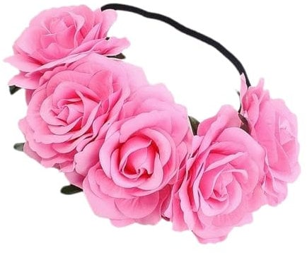 Zestvria Boho-Rosen-Stirnband – Rosenkrone, Boho-Blumenkranz, Blumenkranz, Haarband, Simulationsstoff, Rosenkranz, Boho-Stirnband, Kopfschmuck