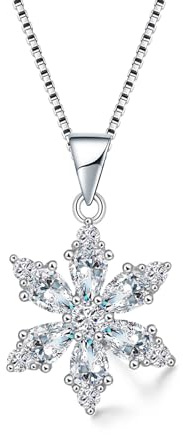 Glintara Silber Weihnachten Schmuck Set Damen, Sterling Silber Schmuckset | Schneeflocke Halskette & Ohrstecker Set, 45cm, Silberkette Anhänger & Ohrstecker, Mit Zirkonia, für Damen Mädchen Freundin