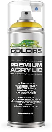 COLORS Premium Acrylic Sprühfarbe 400ml – Hochdeckender Sprühlack für Innen & Außen, Spraydose für DIY-Projekte - RAL 1023 - Verkehrsgelb Glanz
