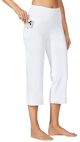 WILLIT Caprihose Damen Yogahose Sporthose Capri Leggings High Waist Hosen Crop gerades Bein Sommerhose Freizeithose Sport Übung Workout 21 mit Taschen