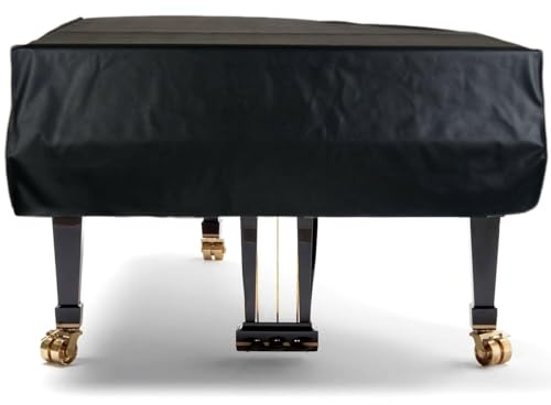 TINDTOP Schutzhülle für Flügel, Leder, staubdicht, waschbar, weich, umrandet, dekoriert, Volldreieck-Klavier-Schutzhülle (Leder, M – 180 cm)