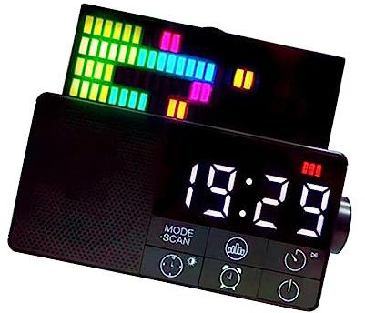 jojofuny Faltbarer Wireless Lautsprecher Mit Fm-Radio Und Digitalem Wecker Tischuhr Für Schlafzimmer Und -Lautsprecher Mit Alarmfunktion Und Integrierter Batterie