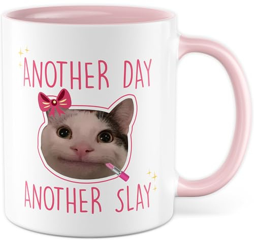 Tasse Motivation Geschenk ANOTHER DAY ANOTHER SLAY Kaffeetasse 330ml aus Keramik Erfolg Motivation Spaß Büro Geschenkidee Kaffee-Becher
