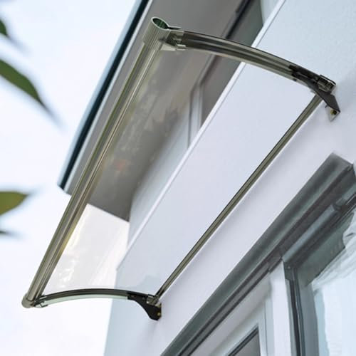 Transparent Patio Porch Awning,Front Door Canopy Outdoor Arched Sun Canopy,Window Awning with Sink,UV Rain Snow Protection Polycarbonate Cover,for Furniture Doorway (80x310cm/31x122)