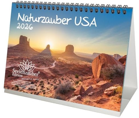 Naturzauber USA DIN A5 Tischkalender für 2026 Amerika Natur Reise Land Urlaub - Seelenzauber