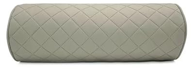 ZNJAMN Memory Foam Auto Nackenkissen Leder Auto Cervical Round Roll Bürostuhl Bolster Kopfstütze Unterstützt Kissen Pad(Rice Grey)