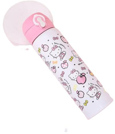 Hemasa Botella de agua aislada de 500 ml, termo de acero inoxidable, diseño de dibujos animados, color rosa, regalo para festivales (color 2)