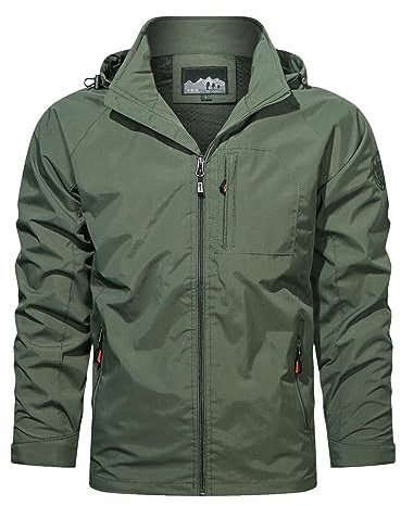 Giacca A Vento Uomo Trekking, Giacca Leggera Uomo Con Cappuccio Tendenza Casual Giubbotto Antivento Antipioggia Con Cerniera Tasche Giacchetta Pratica Ad Asciugatura Rapida Per Attività All'Aperto