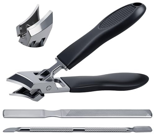 Toe Nail Clipper for Thick Nails, Large Slanted Nail Clippers Wide Jaw Opening Anti-Splash Slanted Nail Clipper Heavy Duty Clippers Ingrown Toenail Sharp Nail Clipper for Elderly Men Women