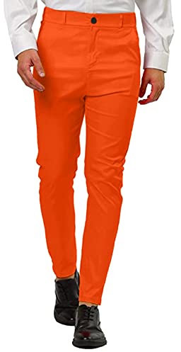 Herrenhose mit Taschen, einfarbig, mit Knopf-Detail, bequem und erfrischend, große Größe mit verstellbarer Taille, ideal für den Alltag, erhältlich in S-XXXL, Orange, 3XL