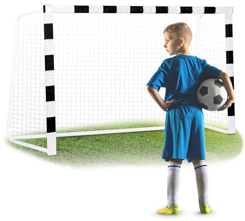 Neo-Sport Fußballtor Fußball Tor für Kinder und Erwachsene Mit Schutzhülle Schwarz Weiß