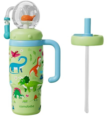 Aodejoy 24oz Whale Fountain Tumbler with Fun Fountain Effect, Stainless Steel Whale Fountain Tumbler with Handle, Two Lids, Spill-Proof, Dishwasher Safe, Cute Drinking Cup for Kids Teens Adults-08