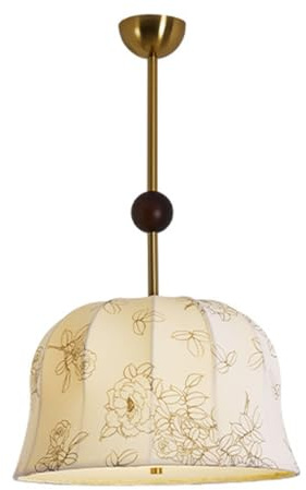 Umbratica Französische Retro-Massivholzleuchte, Led Romantische Stoffschlafzimmer-Hängedraht-Hängedeckenlampe, Wohnzimmer-Kronleuchter, Für Arbeitszimmerbeleuchtungslaternen/B/60 cm