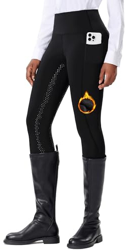DMVOD Leggings de equitación para mujer con agarre activo de silicona – Pantalones de equitación para mujer, 01-negro, L