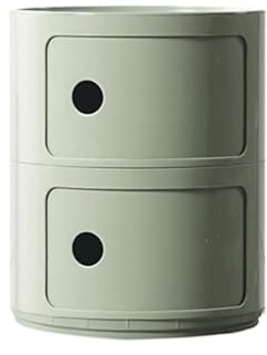 Componibili Nachttisch, Runder Mobiler Beistelltisch mit Schublade & Schiebetür - Weiß/Grün, Für Schlafzimmer, Wohnzimmer, Küche, Büro(Light Green,2 Tier)