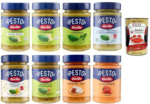 Italian Gourmet Pesto Mix Genovese Rucola Basilico, Sugo-Sauce, 16 x 190g | Sortenvielfalt im Glas, cremosa e aromatica, schnell zu Nudeln, Gesamtnettogewicht 3,04 kg + Kostenlos Polpa 400g