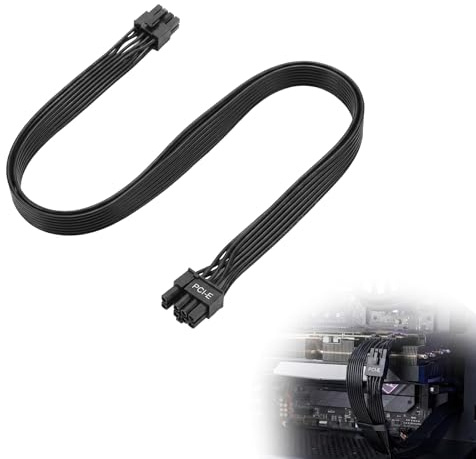 wilcractk Câble d'Alimentation GPU 8 Broches, Connecteur ATX 8 Broches vers Connecteur PCIe 6+2 Broches, Câble PCIe pour Be Quiet, 60 cm, Compatible avec Thermaltake ARESGAME (8-Pin vers 6+2 Pin)
