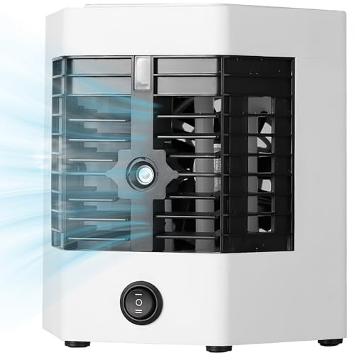 Aire Acondicionado Portátil Versión Mejorada, Aire Acondicionado Móvil 5 en 1, Enfriador de Aire por Evaporación, Ventilador USB con Temporizador, Mini Enfriador de Aire Portátil