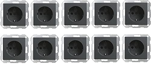 10x GIRA 045328 Steckdose mit integriertem erhöhten Berührungsschutz Anthrazit System 55