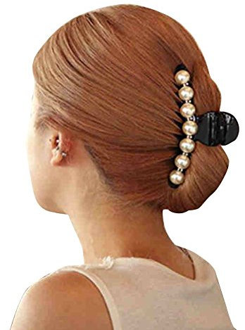 Clip per capelli, mollettone per capelli nero con perle