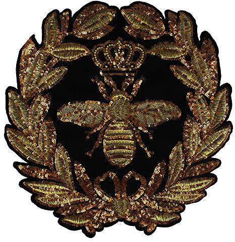 1 Stück Kranz, goldene Pailletten, Krone, Biene, Aufnäher, Stickerei, Applikation, Kleidung, Handwerk, Nähen auf Kleidung