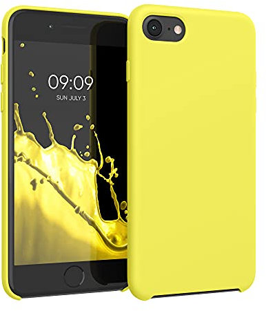 kwmobile Case Compatible with Apple iPhone SE (2022) / iPhone SE (2020) / iPhone 8 / iPhone 7 Case - TPU Silicone Phone Cover with Soft Finish - Neon Yellow