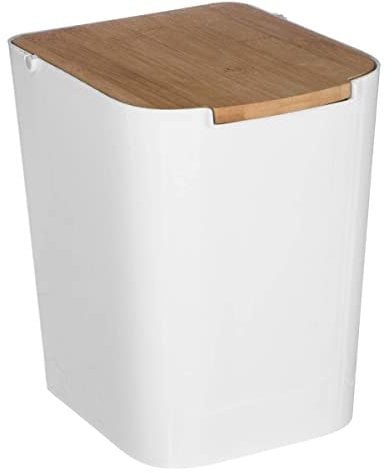5five - Papelera con Tapa de bambú naturéo 5l Blanca