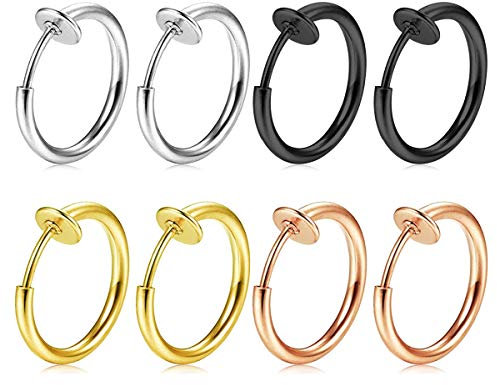FECTAS 8stk Fake Nasen Lippe Septum Ohrring Piercing Ring Clip Chirurgenstahl Kein Piercing Bauchnabelpiercing Clicker
