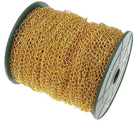 3 meter Gliederkette Link Kette Metallkette Twist Panzerkette 5,5mm Goldfarbe Schmuckkette Meterware zur Schmuckherstellung von Halsketten Armband DIY Basteln K3