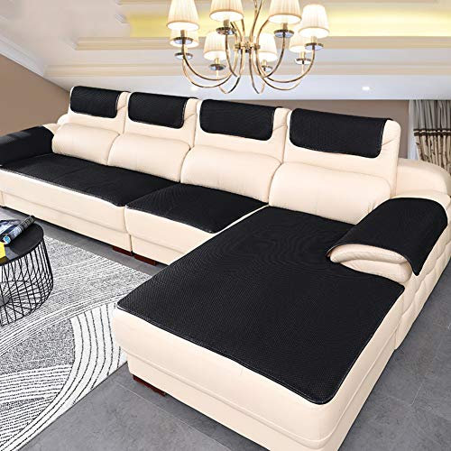 BK&MF Sofa Abdeckung Für Ledercouch, Super rutschfeste Sofa Dämpfung Couch überwurf Für Haustiere, Sofa Möbel Protector Separat Erhältlich-schwarz 80x160cm(31x63inch)