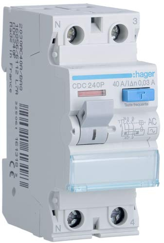 Interruttore differenziale 2P 40A 30mA tipo AC 2M | HAGER-CDC240P