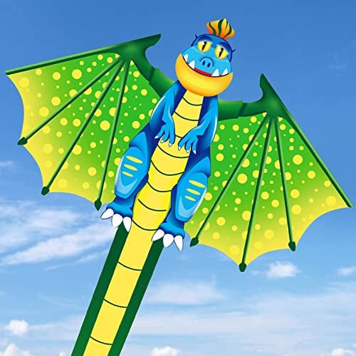 Tcvents Huge Kites for Children & Adults with Long Tail, Kites for Kids Ages 4-8 Easy to Fly, Outdoor Activites Beach Games for Beginners,Boys and Girls (Dinosaurs Kite)