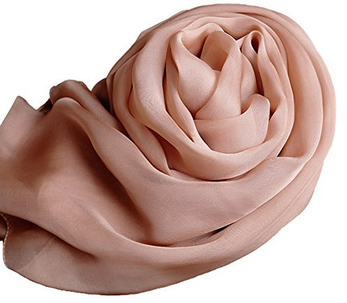LoveSilk Luxus Damen Georgette Seidentuch 100% Seiden-schals Stola Halstücher Nude Maße 98.4X25.6 / 250cmX65cm