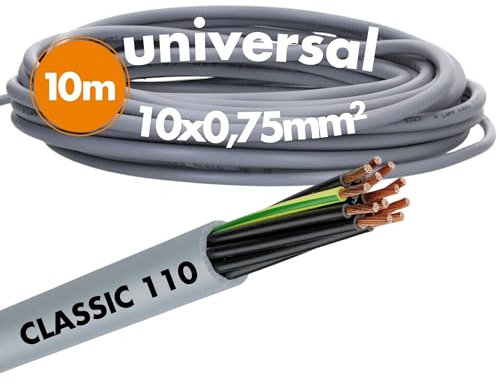 10 Meter Lapp 1119110 Ölflex Classic 110 PVC Steuerleitung 10x0,75 mm² mit grün-gelben Schutzleiter 10G0,75 mm² I Steuerkabel 10 adrig I Kabel 10 adrig