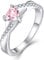 YL Verlobungsring Herz 925 Sterling Silber Oktober Geburtsstein Rosa Zirkonia Kreuz Unendlichkeit Solitaire Ehering Ring für Braut Damen(Größe 54)