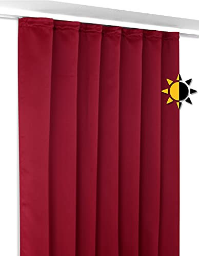BEAUTEX Verdunkelungsgardine mit Kräuselband U-Band, Blackout Vorhang Blickdicht abdunkelnd, Größe und Farbe wählbar (Breite: 140 cm, Höhe: 175 cm, Bordeaux)