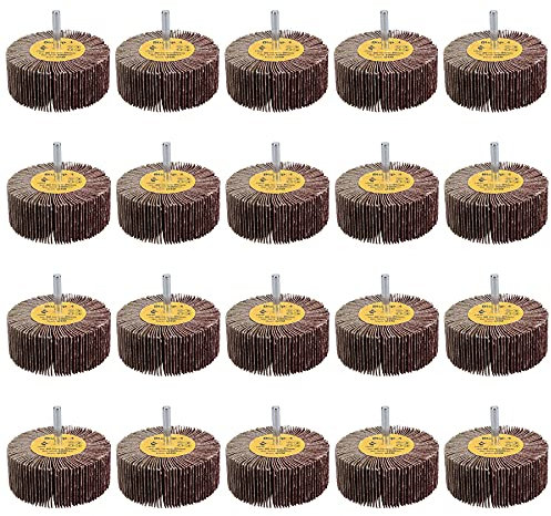 Lot de 20 disques abrasifs à lamelles Grain 80 80 mm Pour perceuses Tige 6 mm