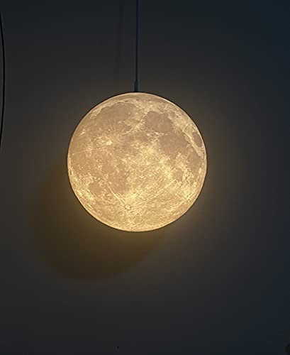 KRIPINC Moon Ceiling Pendant Light, 3D Printing Moon Light Shade, Moon Lampshade, Creative Moon Ceiling Light for Living Room Bedroom Kitchen Hallway, E27 Moon Pendant Light Shade, Diameter 22cm