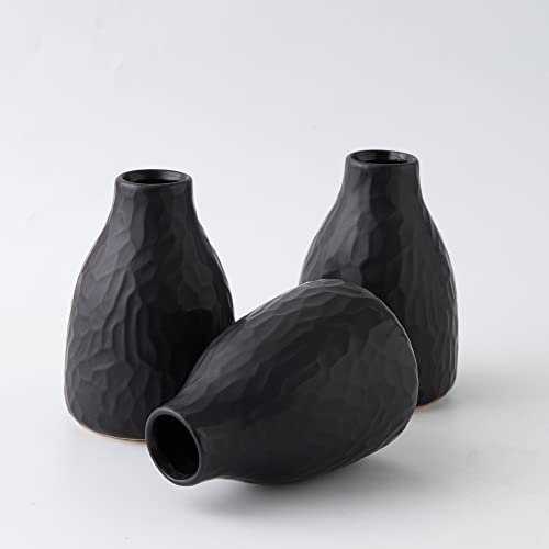 Modern Geometric Lemon Yellow Flower Vase Set of 3, Handmade Shinning Glazed Vase for Pampas Grass, fresh bouquets, Cute Decorative Ceramic Vase for Home, Living Room Office Parties Wedding, 13cm Tall