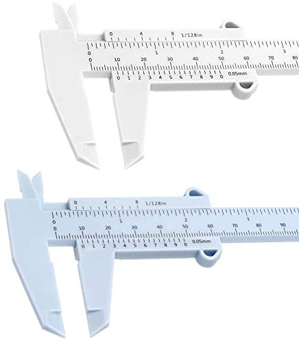 6Inch 150mm Mini Caliper Double Scale Plastic Vernier Caliper, Caliper Measuring Tool, for Carpentry, Student, Jewelry Measuring, etc. (White and Blue)